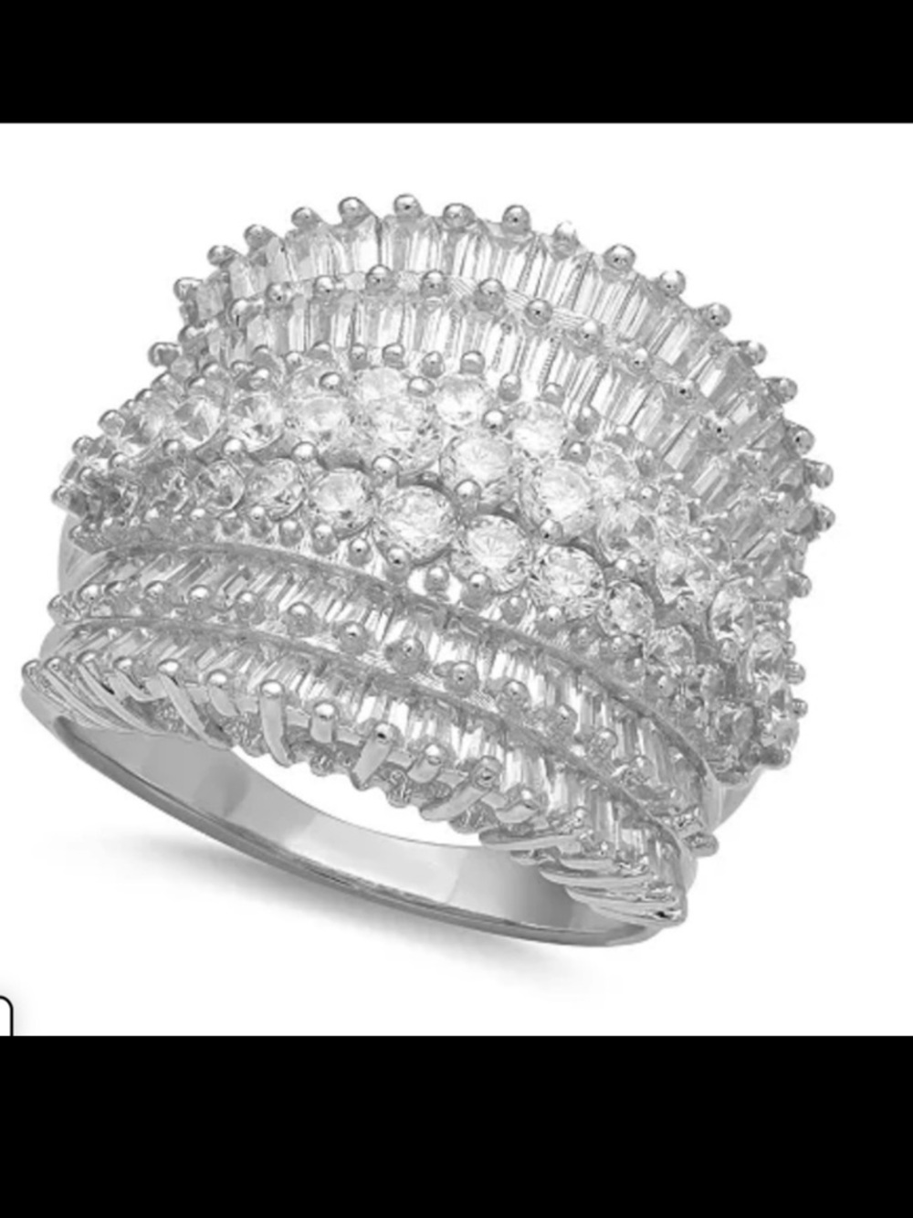 Giani Bernini Zirconia Multi Row Princess, Baguette & Pave Band in Silver. NIB.